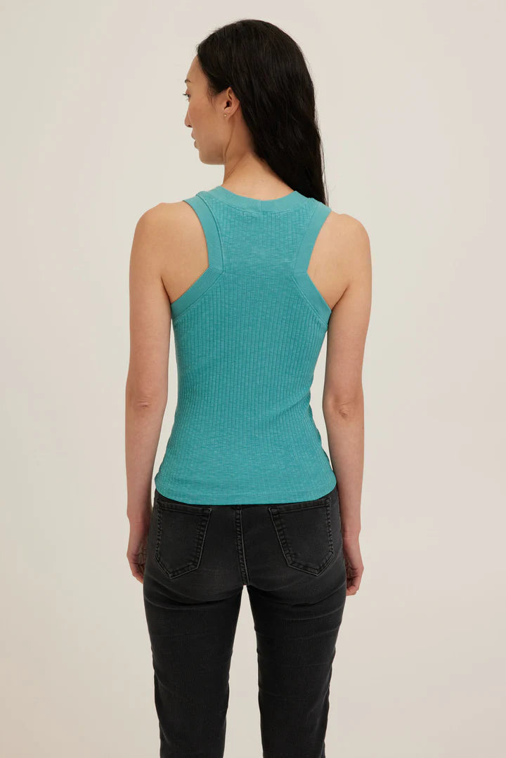 Player Racerback Rib Tank-Island Teal