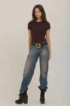 Grifith Rib Baby Tee-Dark Mocha