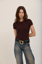 Grifith Rib Baby Tee-Dark Mocha