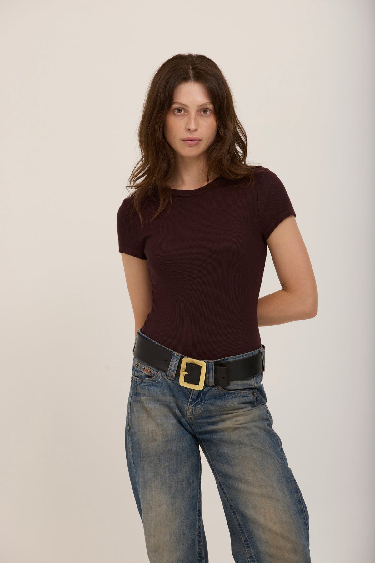 Grifith Rib Baby Tee-Dark Mocha