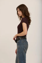 Grifith Rib Baby Tee-Dark Mocha