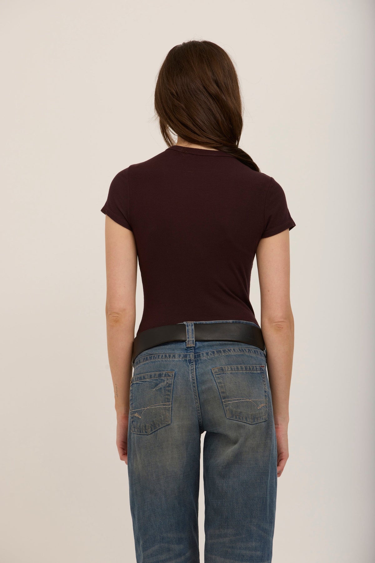 Grifith Rib Baby Tee-Dark Mocha