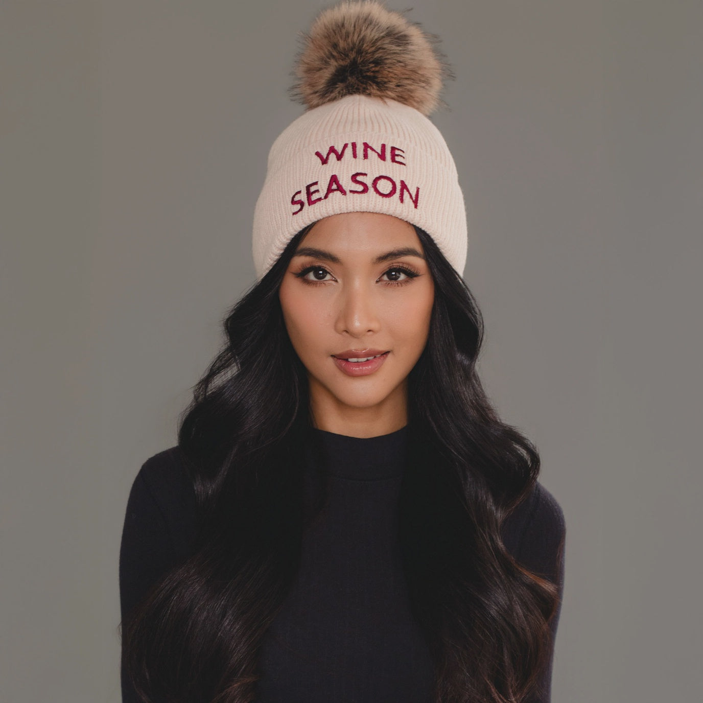 Blush Wine Season Pom Hat
