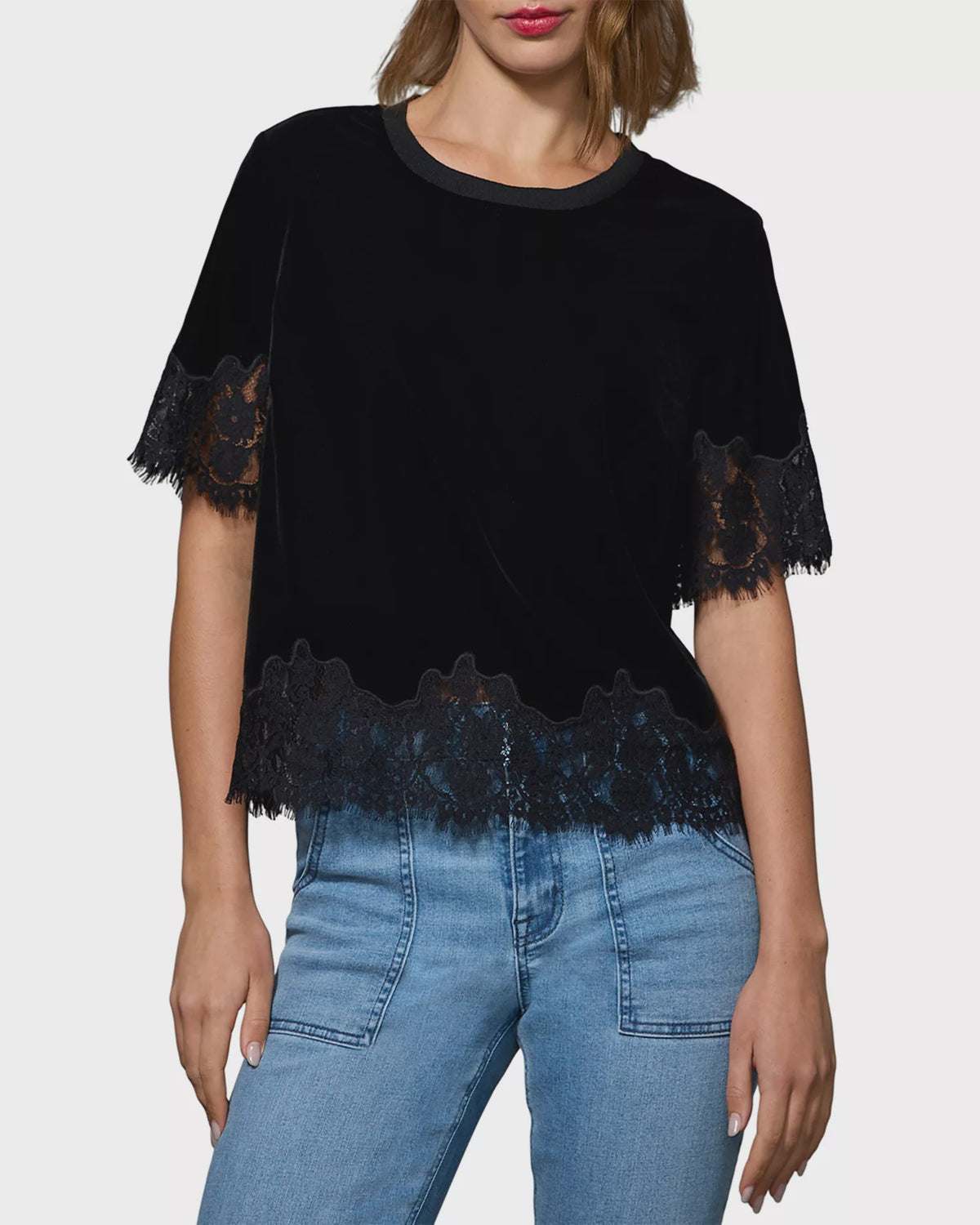 One Of A Kind Velvet Lace Top