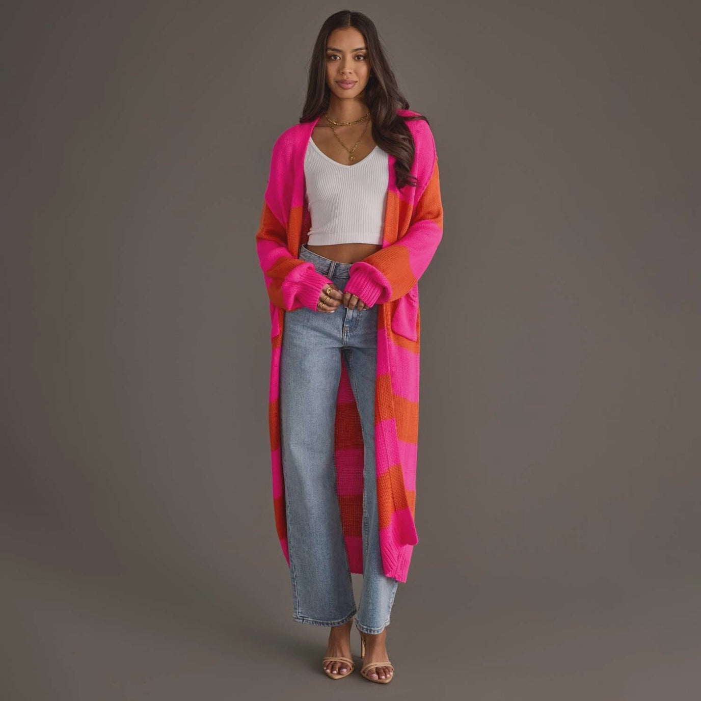 Bright Striped Duster Cardigan
