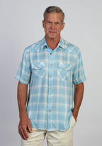 Short Sleeve 2 Pocket Western Shirt-Blue