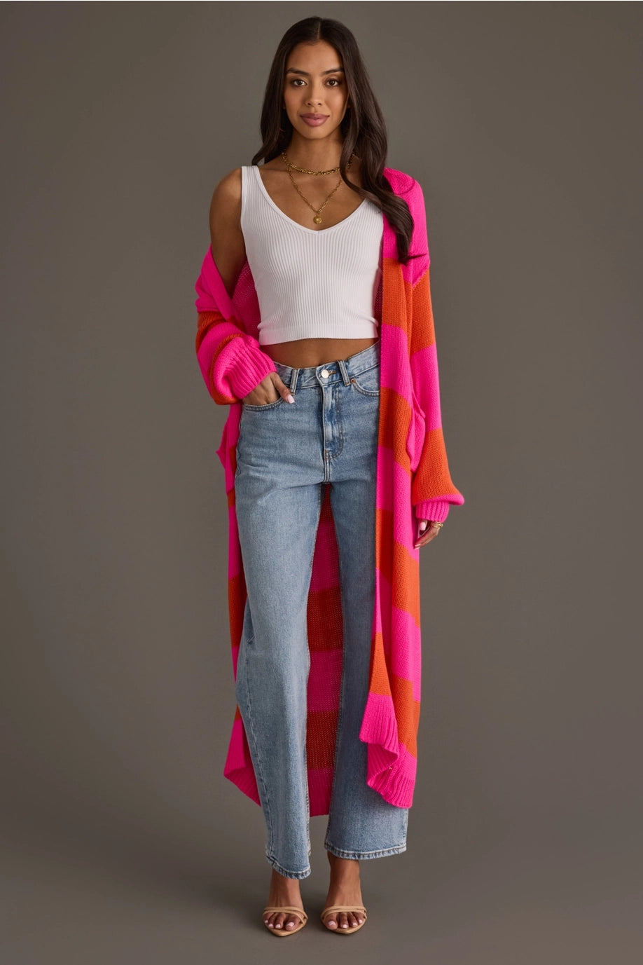 Bright Striped Duster Cardigan
