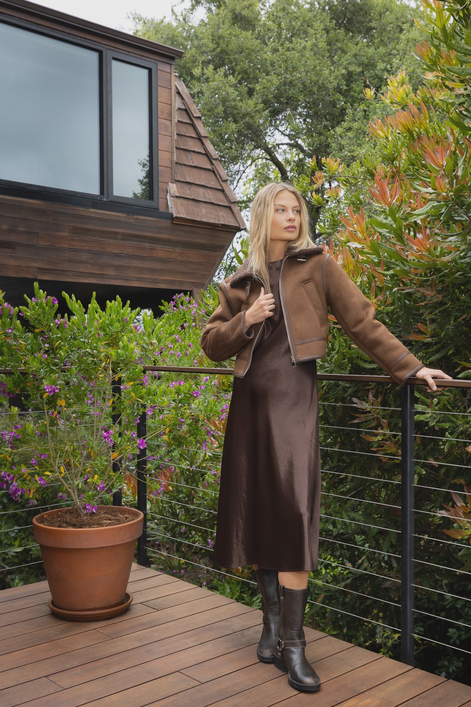 Dorthea Brown Satin Dress