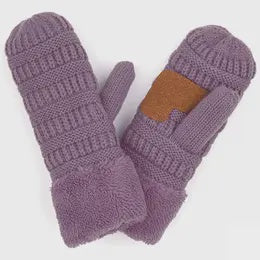 CC Solid knitted mittens
