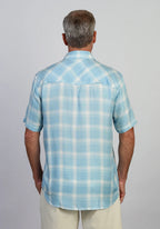 Short Sleeve 2 Pocket Western Shirt-Blue