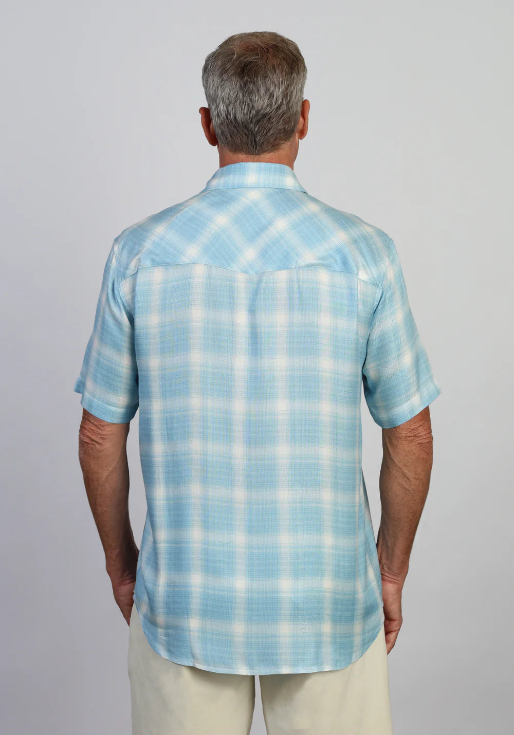 Short Sleeve 2 Pocket Western Shirt-Blue