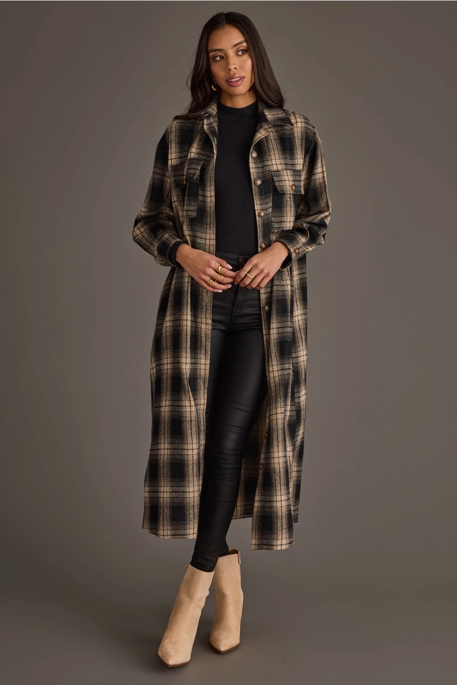 Plaid Long Lightweight Jacket