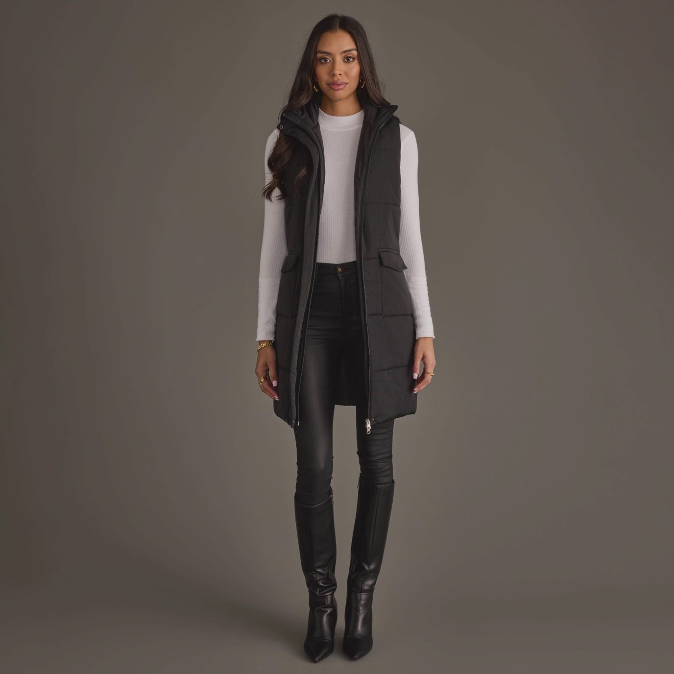 Black Long Vest