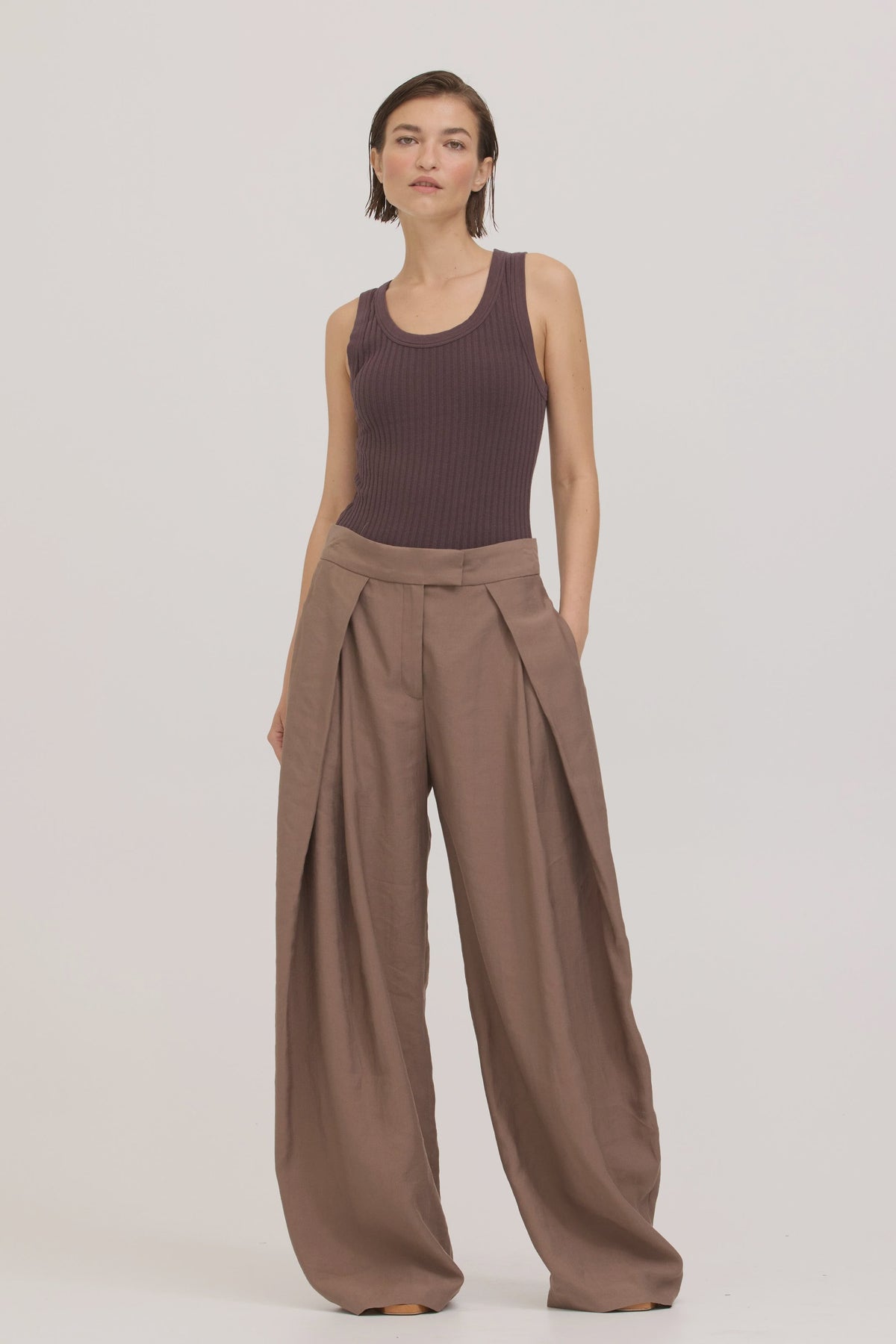 Cooper Sweater Rib Tank-Dark Mocha
