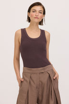 Cooper Sweater Rib Tank-Dark Mocha