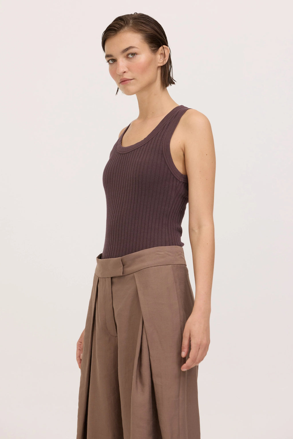 Cooper Sweater Rib Tank-Dark Mocha