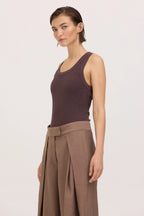 Cooper Sweater Rib Tank-Dark Mocha