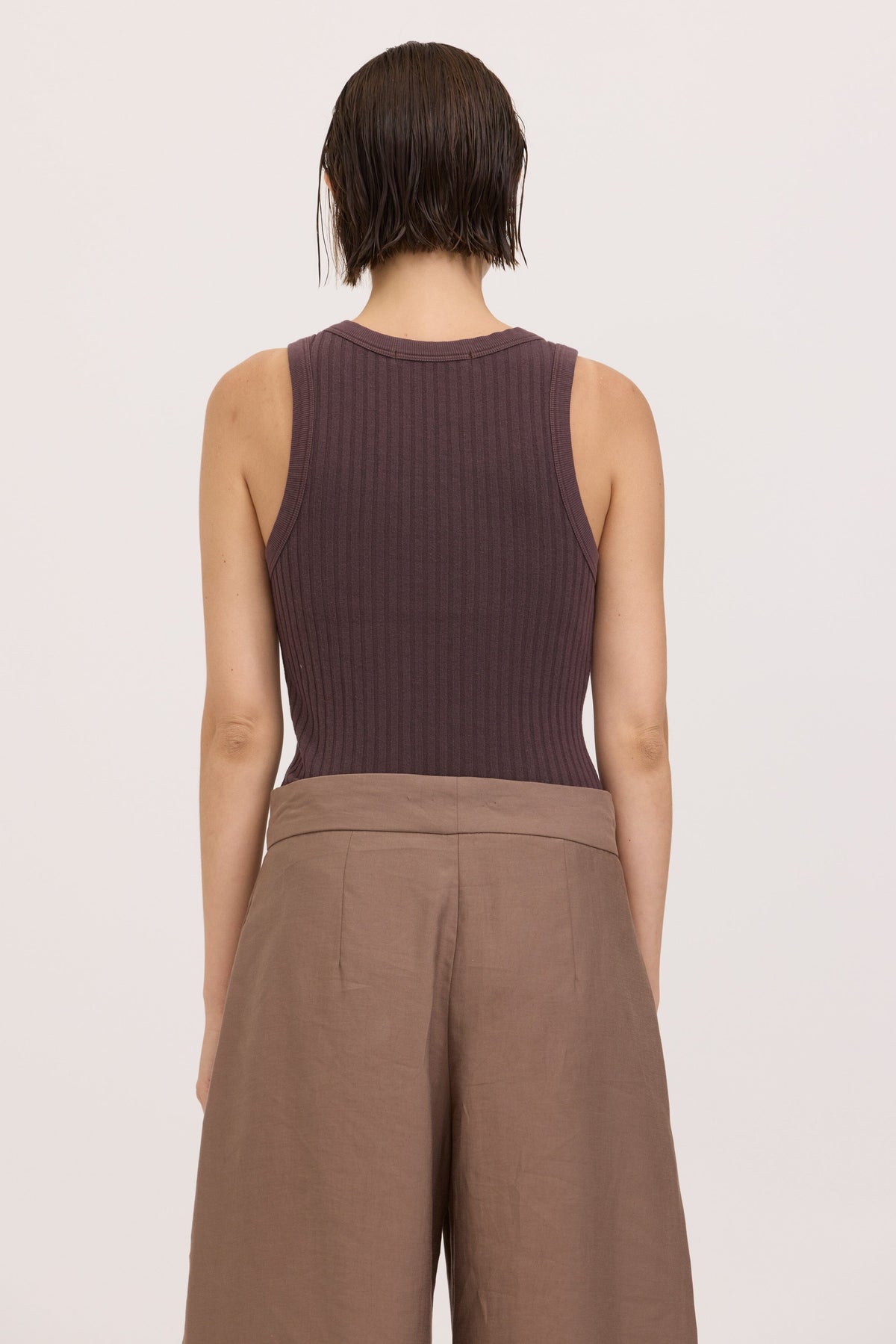 Cooper Sweater Rib Tank-Dark Mocha