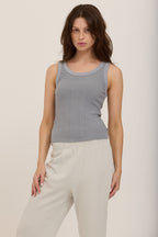 Cooper Sweater Rib Tank-Smokey Blue