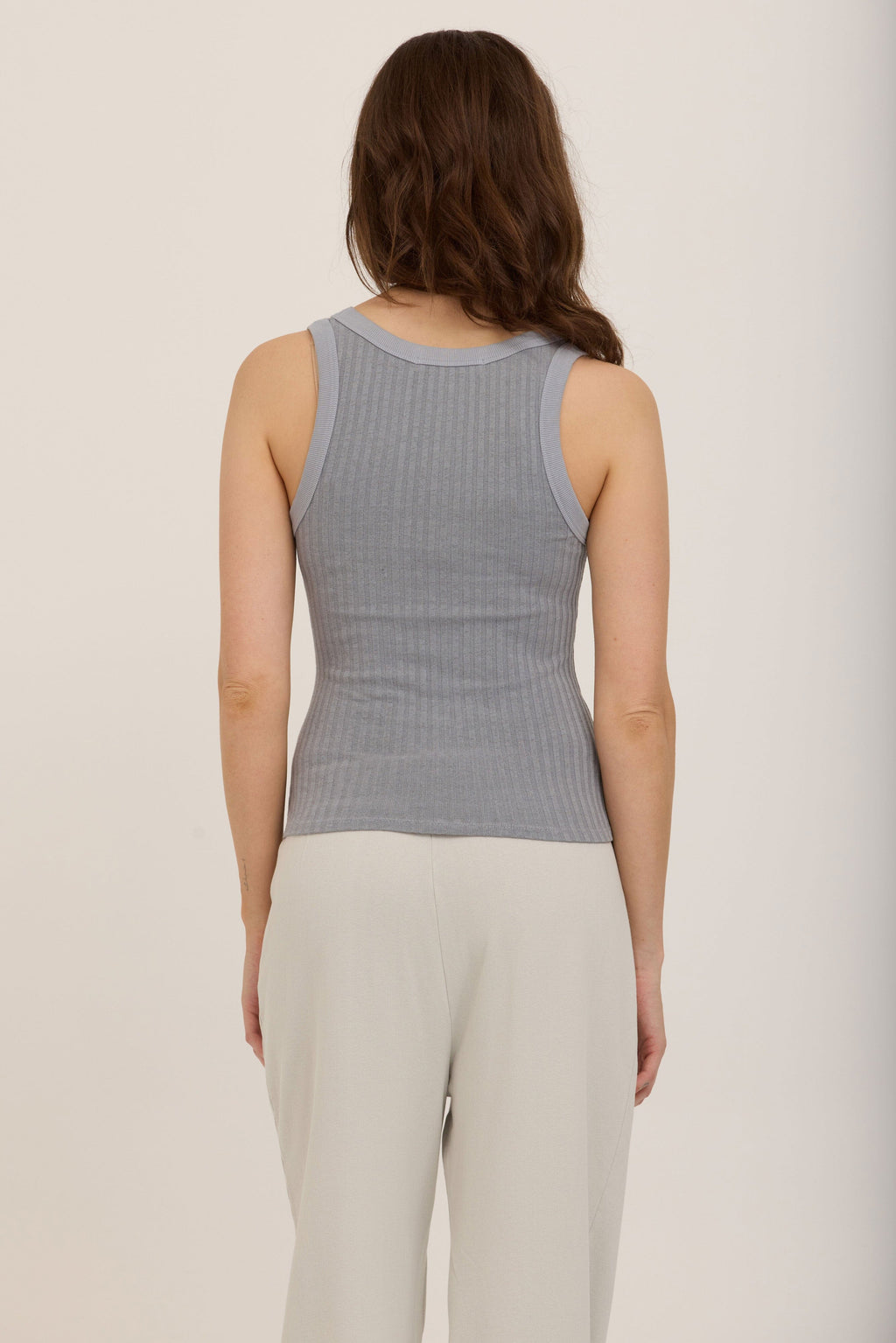 Cooper Sweater Rib Tank-Smokey Blue