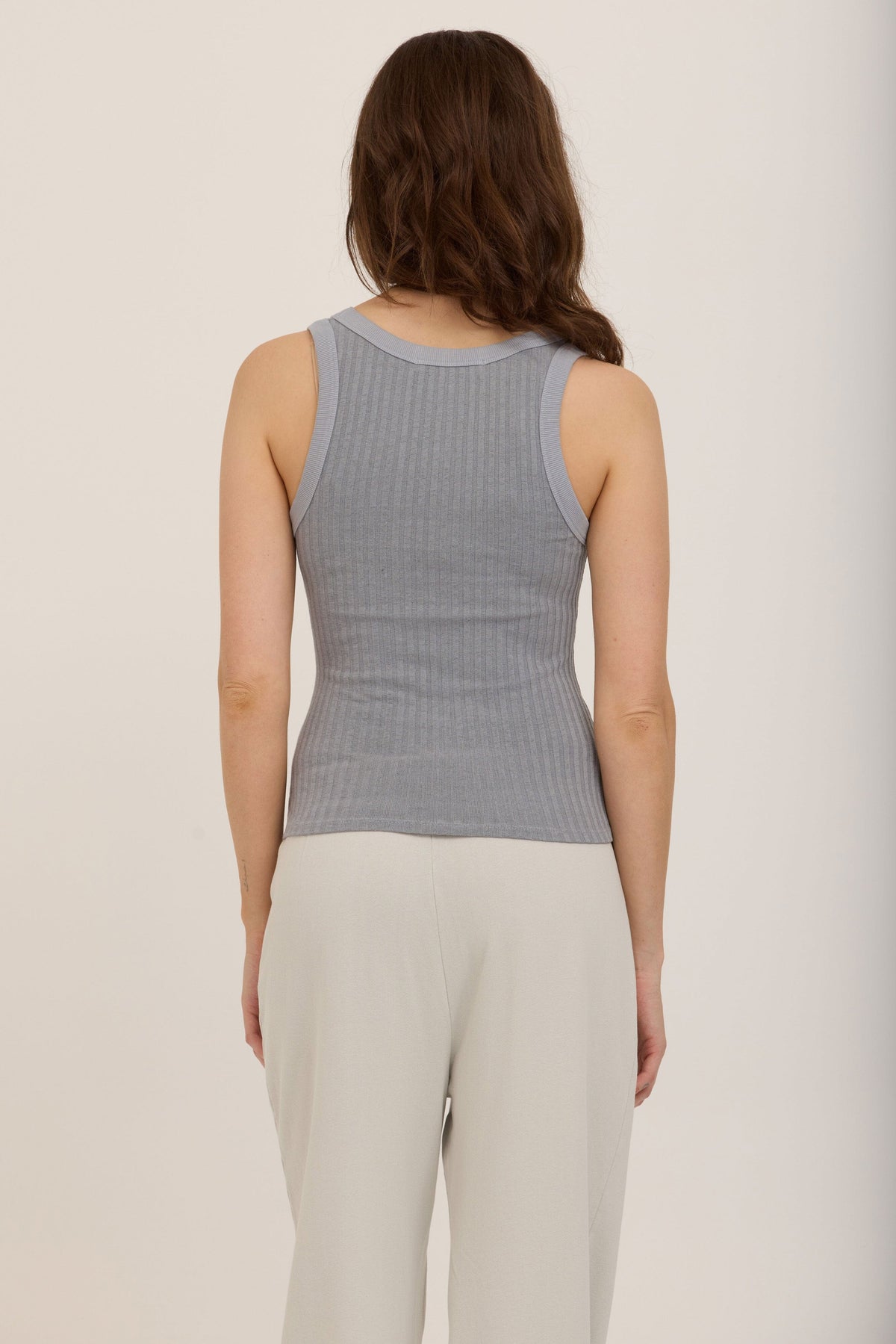 Cooper Sweater Rib Tank-Smokey Blue