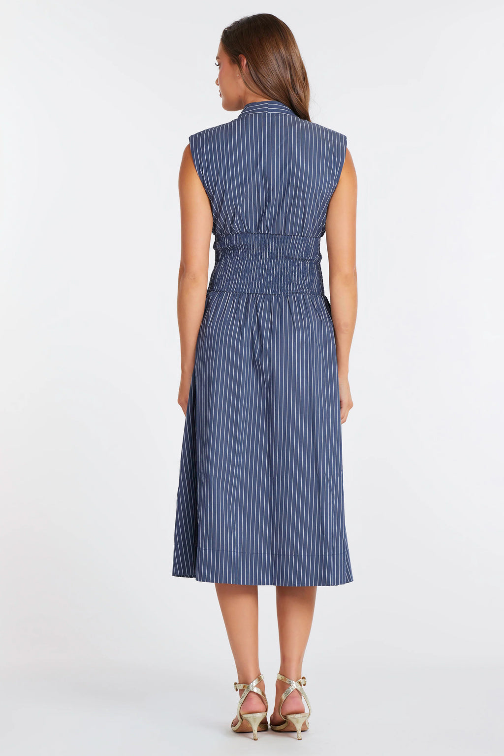 Skye Zip Front Dress-Indigo Stripe