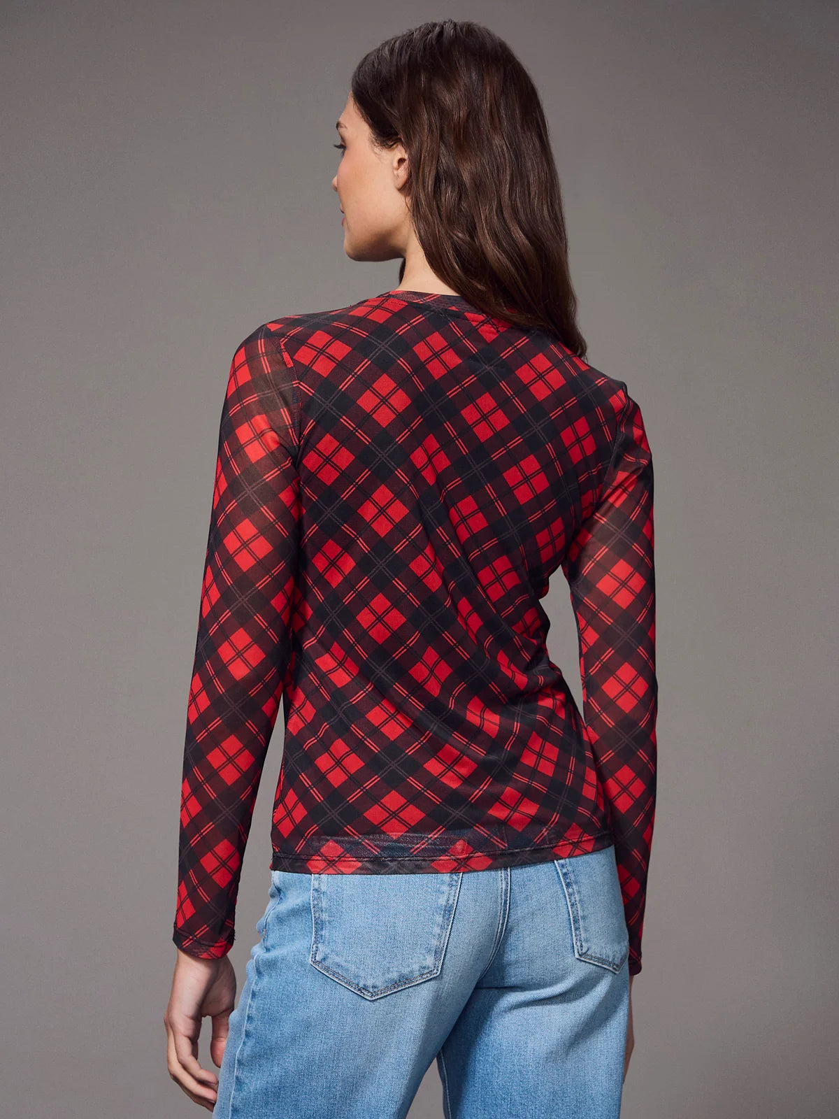 Perfect Mesh Tee Red Hot Plaid