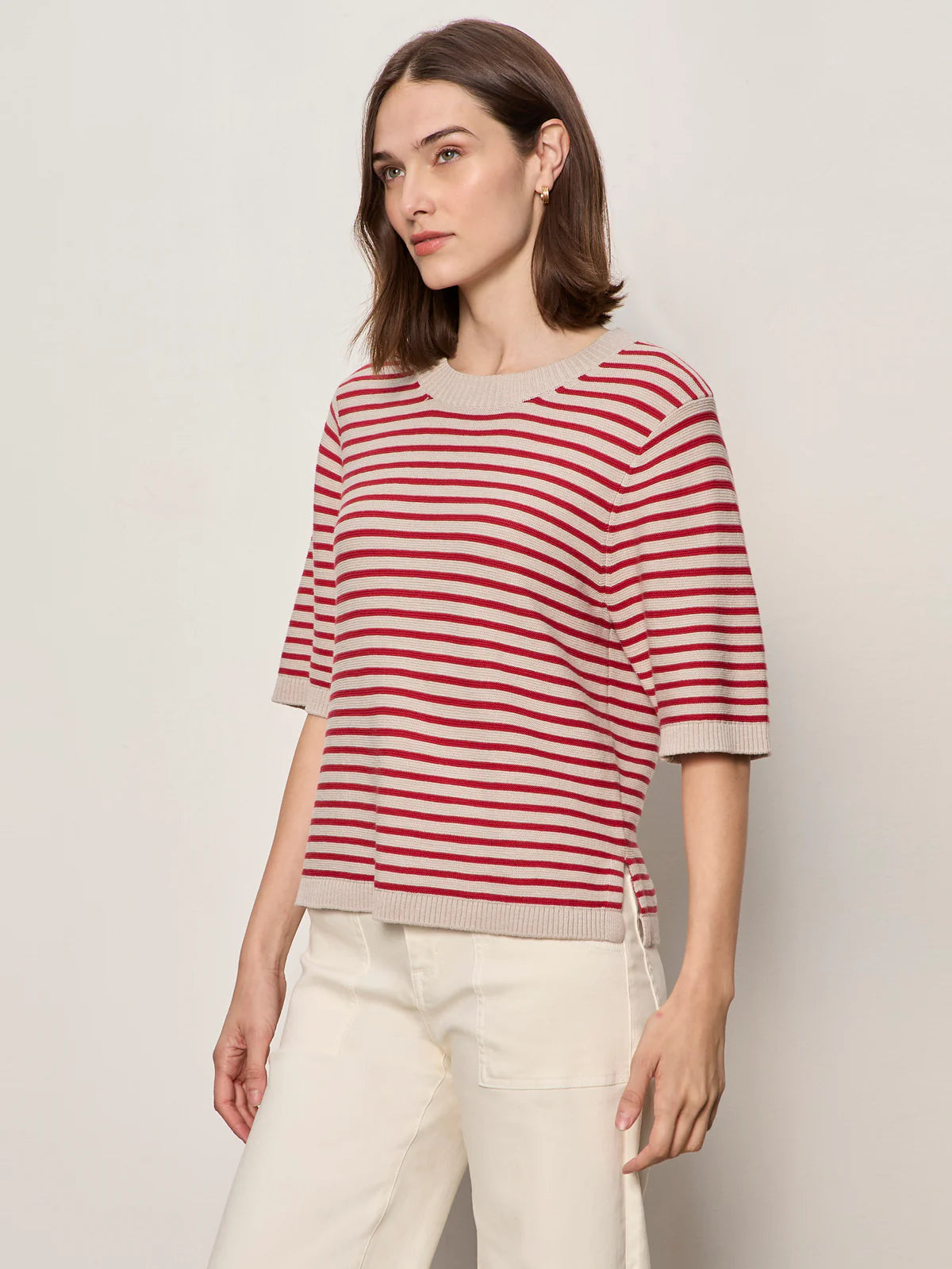 Sweater Tee Opal Raspberry Stripe