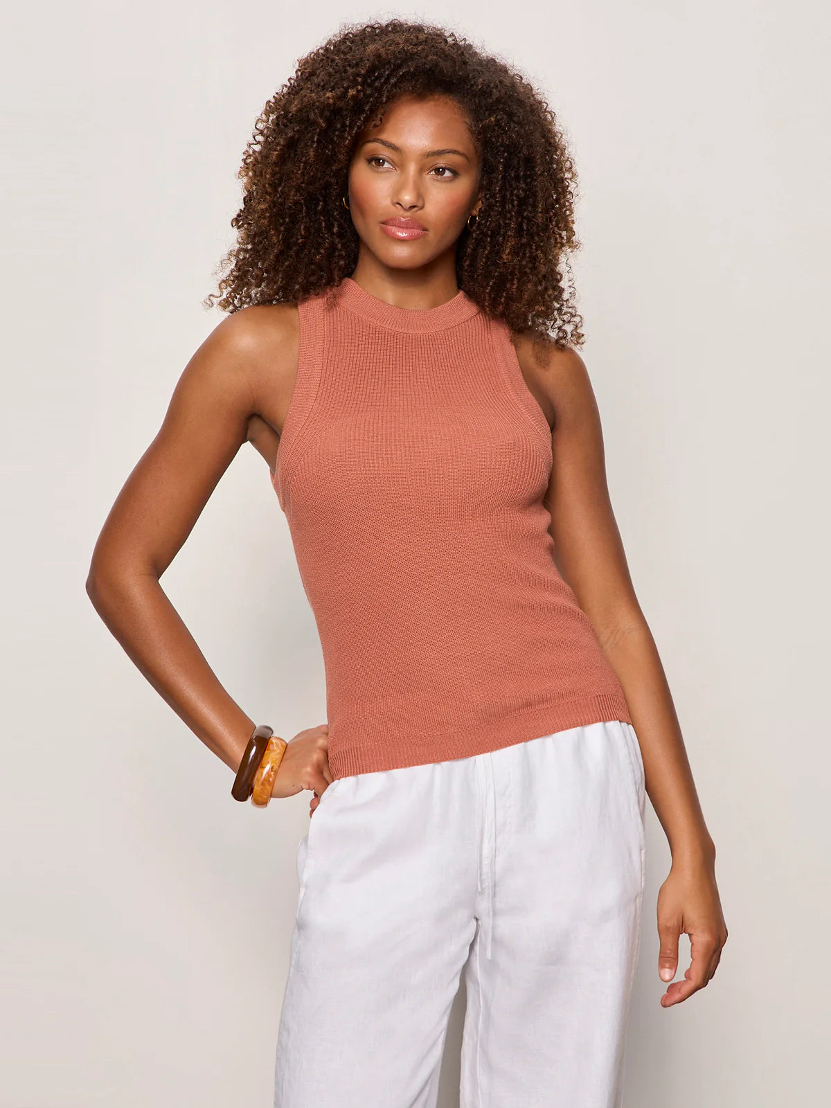 In The Mix Sweater Tank-Ancient Clay
