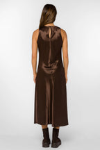 Dorothea Brown Satin Dress