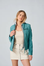 Nola Removable Hoodie Jacket-Light Turquoise