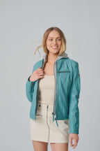 Nola Removable Hoodie Jacket-Light Turquoise