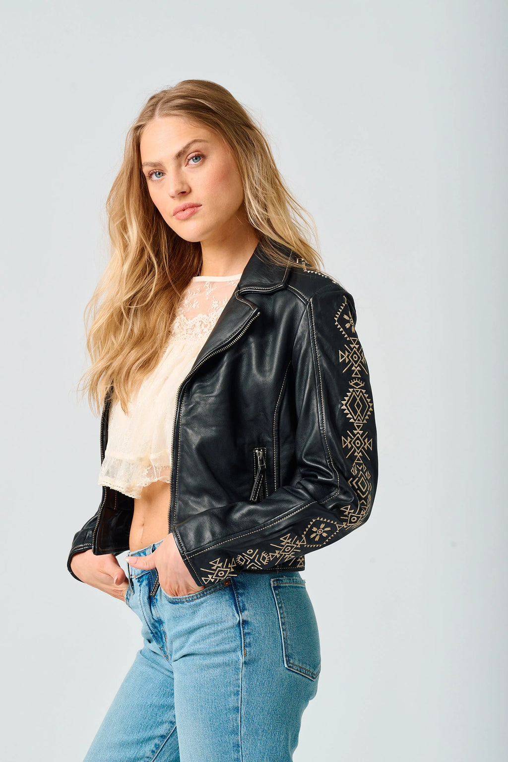 Cora Embroidered Front Zip Jacket