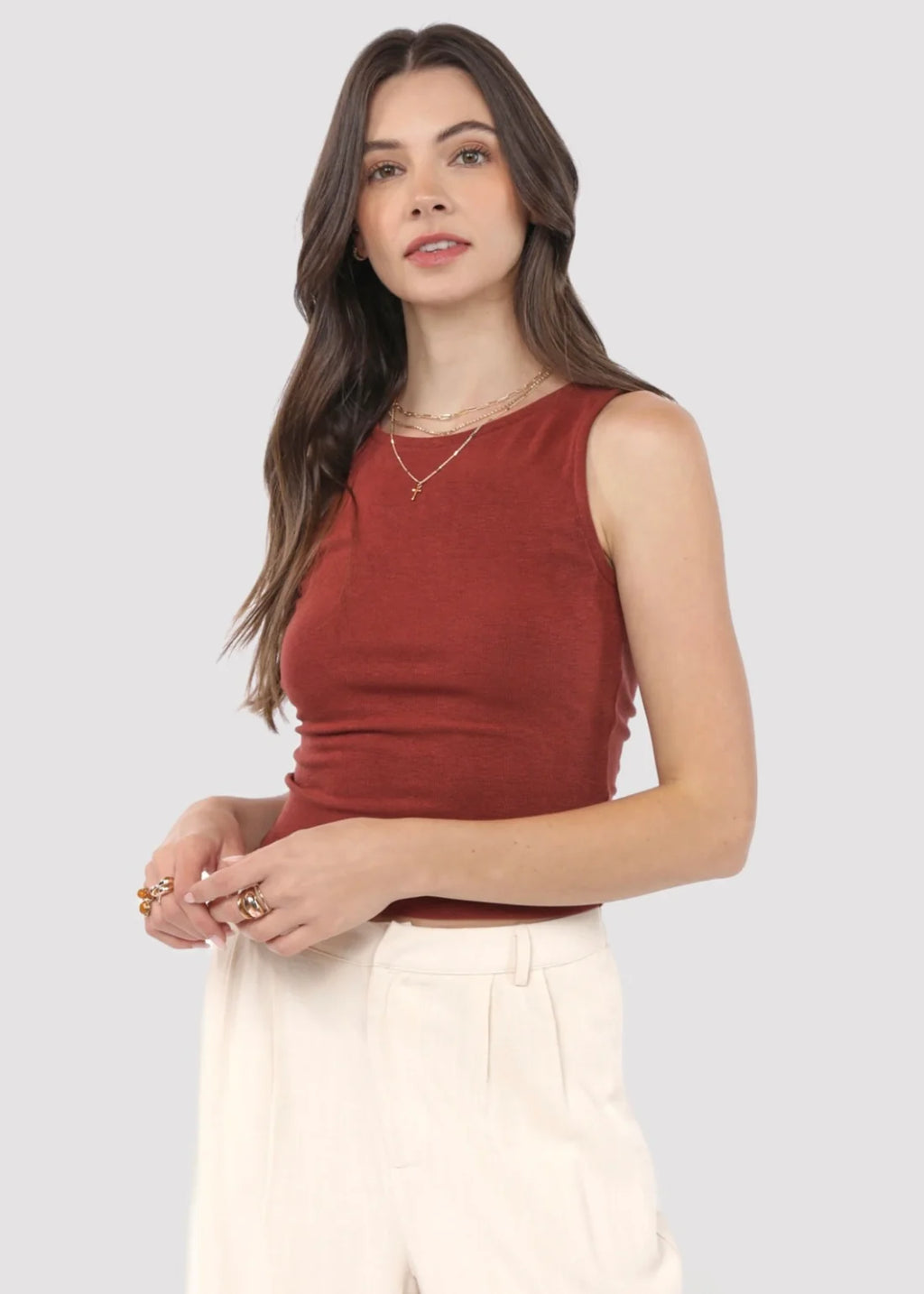 Open Up Sleeveless Knit Top