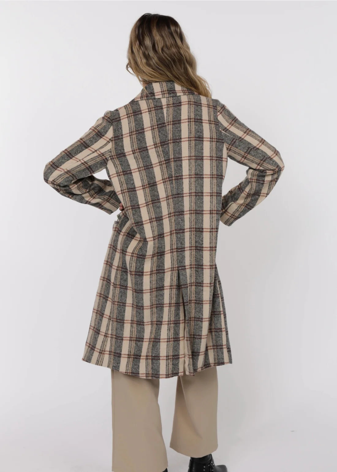Steady Brushed Plaid Coat