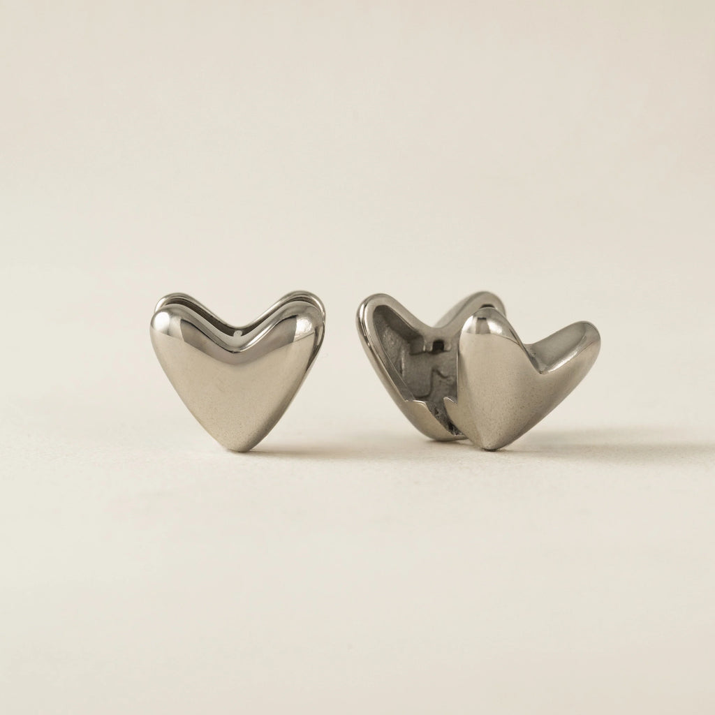 Heart Puff Hoop Earrings