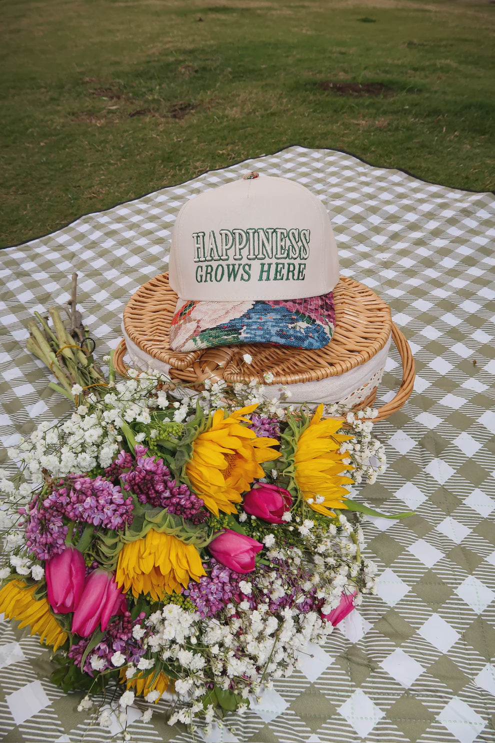 Happiness Grows Here Hat