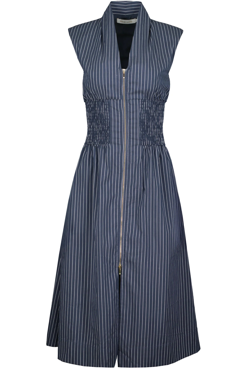 Skye Zip Front Dress-Indigo Stripe
