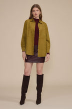 Paloma Faux Suede Shirt-Chartreuse