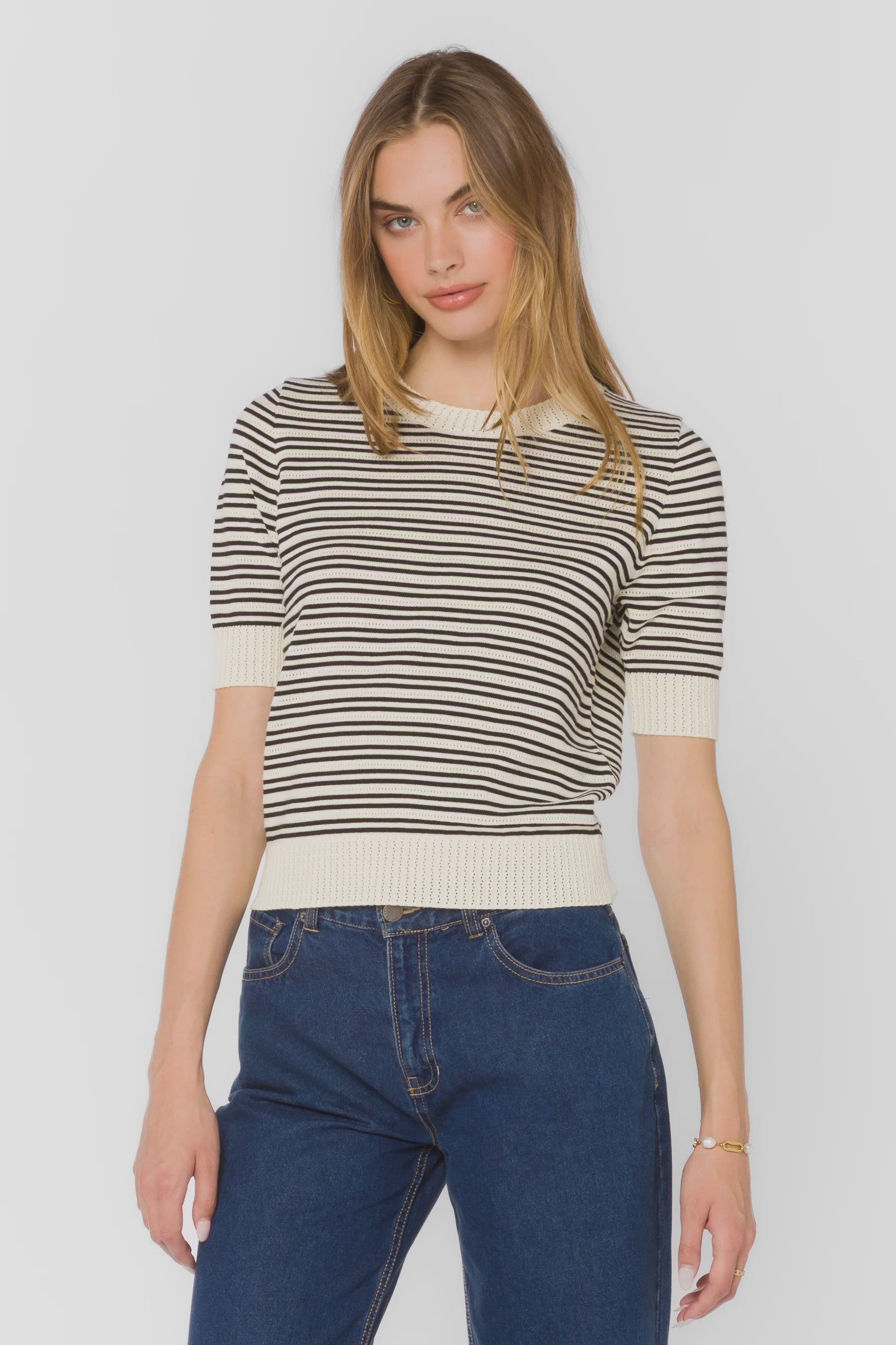 Norine Black Strip Sweater