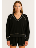 Cambridge Contrast Stitch V Neck Sweatshirt