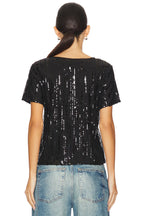 Black Sequin Perfect Tee Top