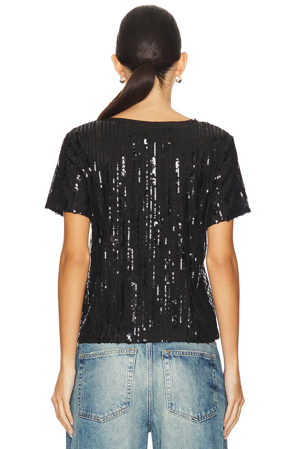 Black Sequin Perfect Tee Top