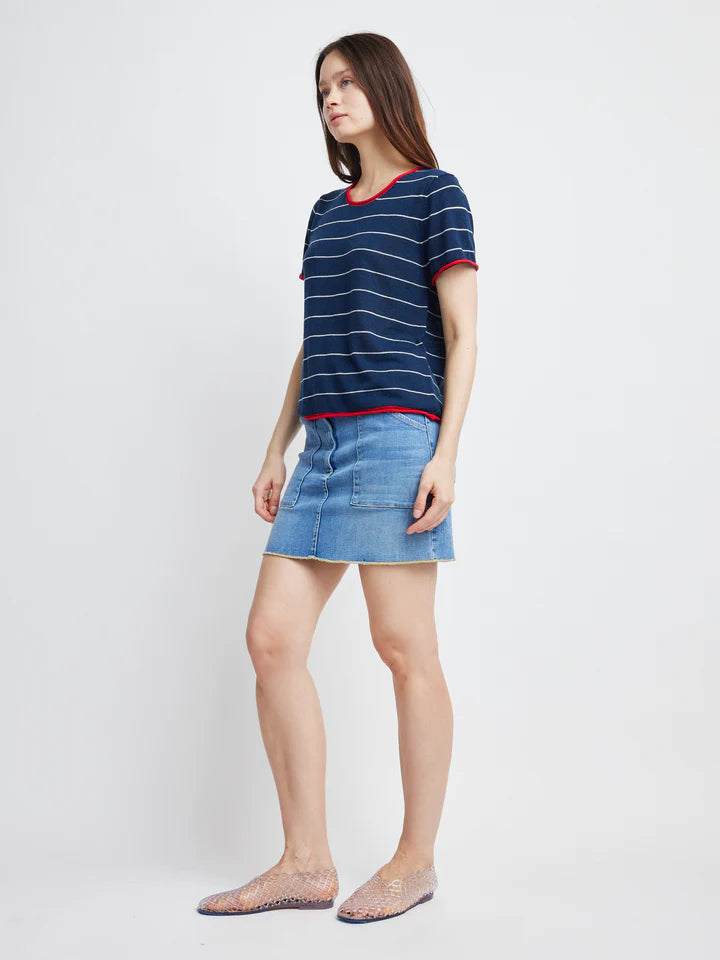 Celine Sweater Tee-Red/Navy