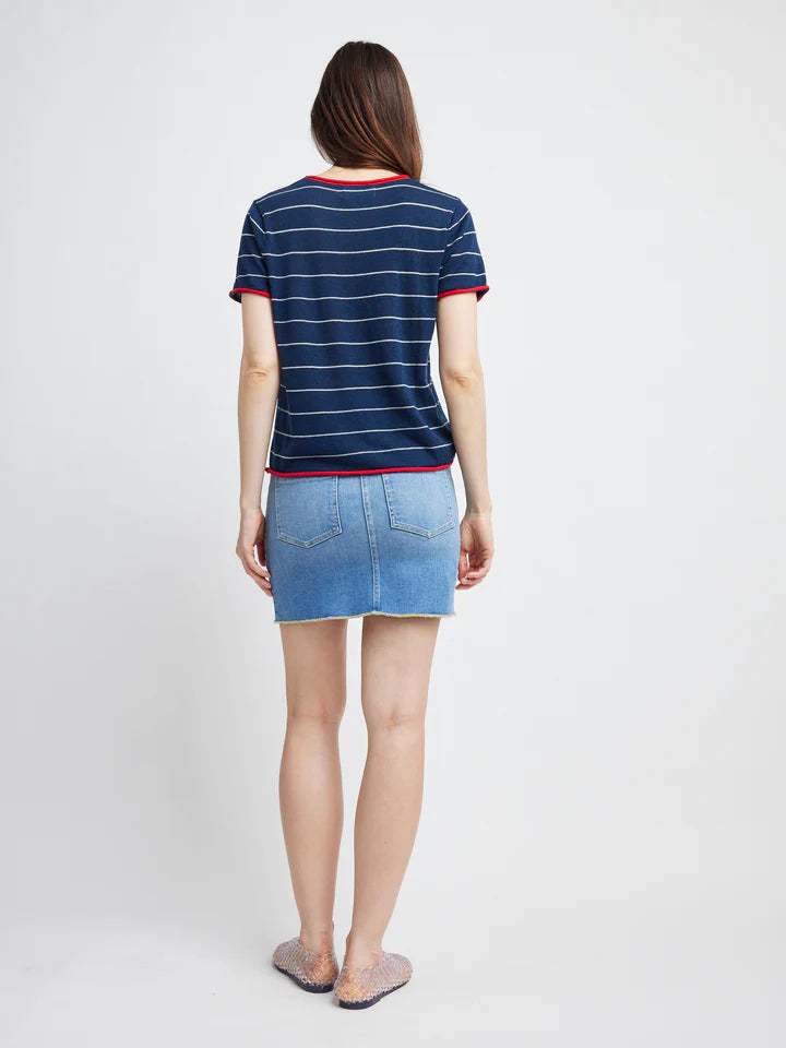 Celine Sweater Tee-Red/Navy