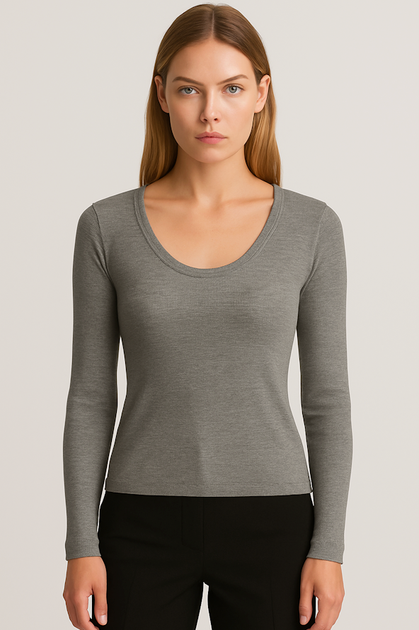 Alie U Neck Rib Longsleeve