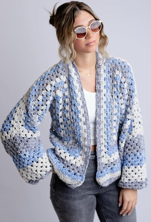 Crochet Dusty Blue Cardi