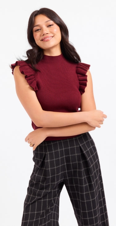 Tiffany Mockneck Ruffle Tank Sweater