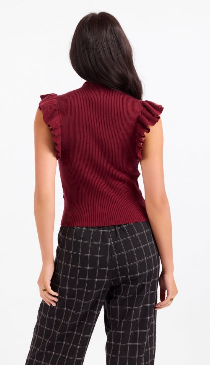 Tiffany Mockneck Ruffle Tank Sweater