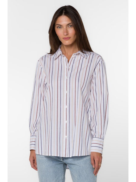 Westerly White Dusk Blue Striped Button Up